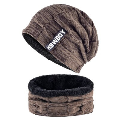 Men's Acrylic Beanies Double-Layer Patchwork Pattern Hip Hop Cap