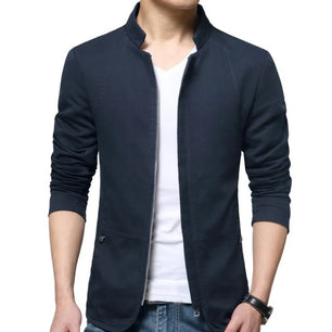 Men's Cotton Full Sleeve Zipper Closure Plain Pattern Jacket