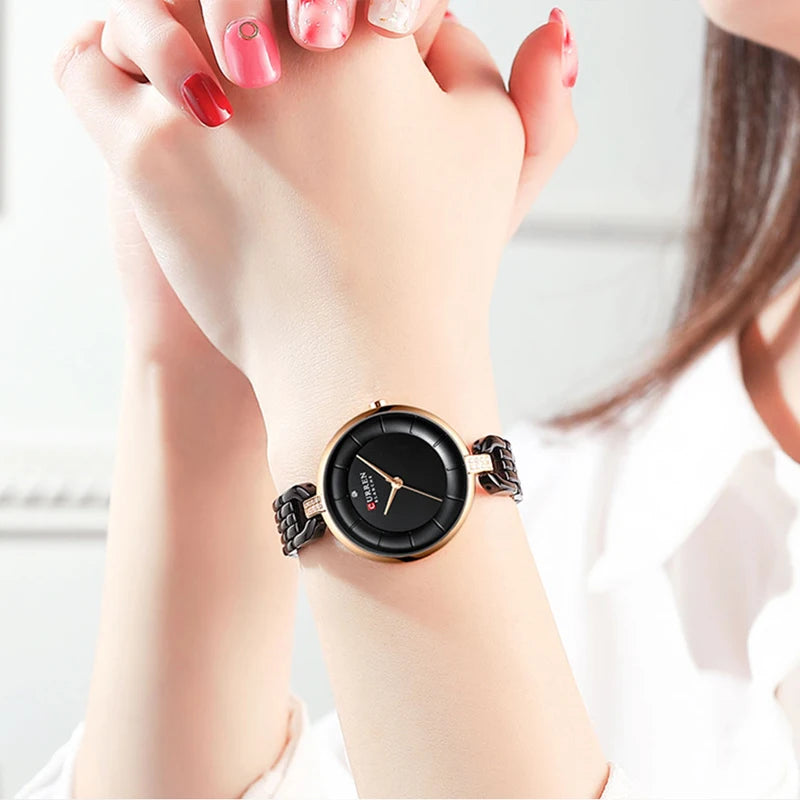 Women's Stainless Steel Round Shaped Waterproof Luxury Watch