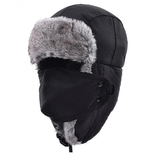 Women's Faux Fur Solid Pattern Thickened Winter Bomber Hats