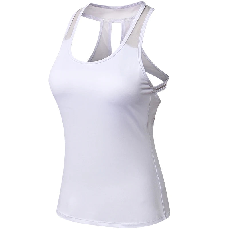 Women's Polyester O-Neck Sleeveless Fitness Yoga Workout Top