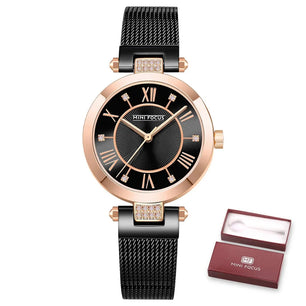 Women's Stainless Steel Folding Clasp Luxury Waterproof Watch