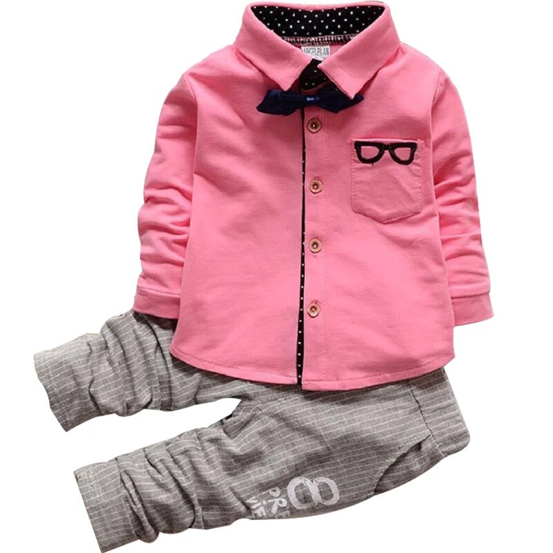 Kid's Turn-Down Collar Long Sleeve Solid Pattern Casual Clothes