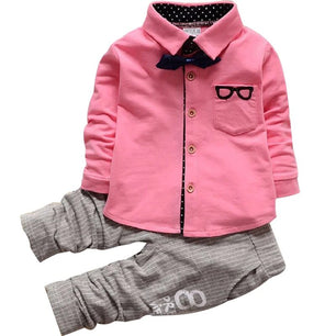 Kid's Turn-Down Collar Long Sleeve Solid Pattern Casual Clothes