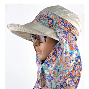 Women's Rayon Adjustable Strap Printed Pattern Sun Protection Hat