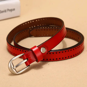 Women's Cowskin Pin Buckle Closure Patchwork Trendy Straps Belts