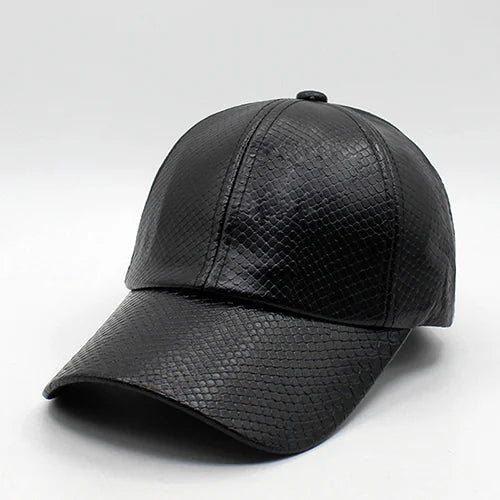 Men's PU Leather Adjustable Strap Baseball Snapback Cap