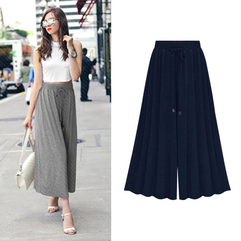 Women's Cotton High Waist Drawstring Closure Casual Trousers