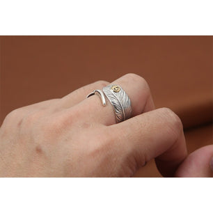 Men's 100% 925 Sterling Silver Feather Shape Engagement Ring