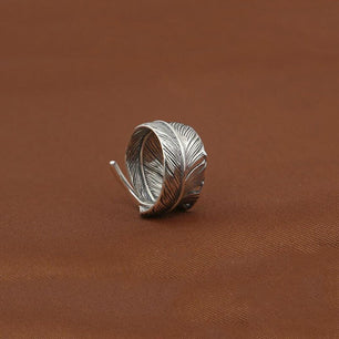 Men's 100% 925 Sterling Silver Feather Shape Engagement Ring