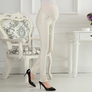 Women's Spandex Button Fly Closure Solid Pattern Maternity Pants