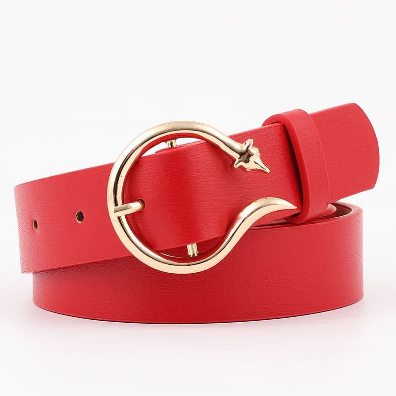 Women's 100% PU Buckle Closure Solid Pattern Trendy Waist Belts