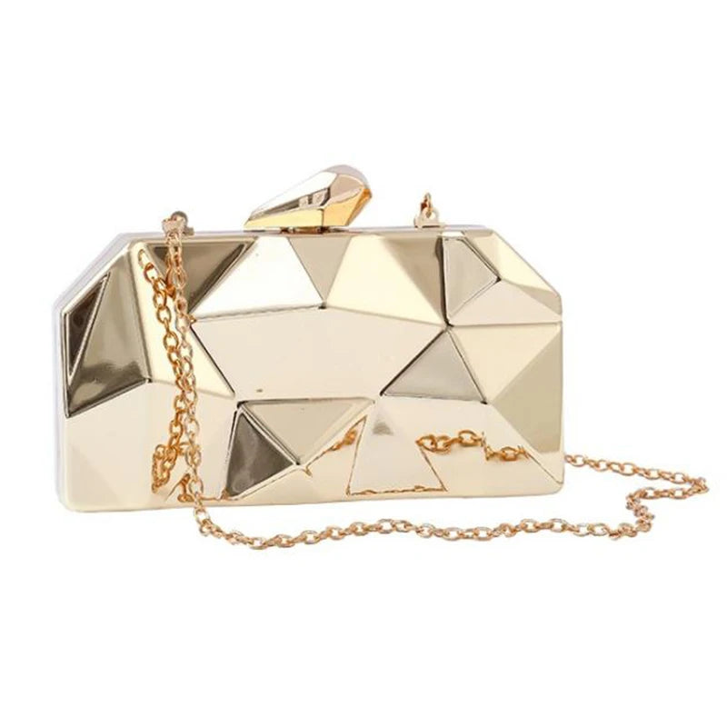 Women's Metallic Hasp Closure Geometric Bridal Wedding Clutch