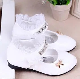 Kid's PU Round Toe Non-Slip Rhinestone Pattern Formal Shoes