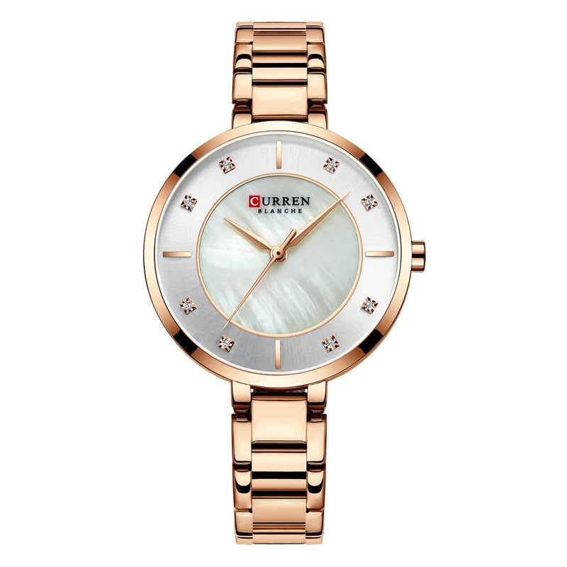 Women's Stainless Steel  Hidden Clasp Waterproof Quartz Watch