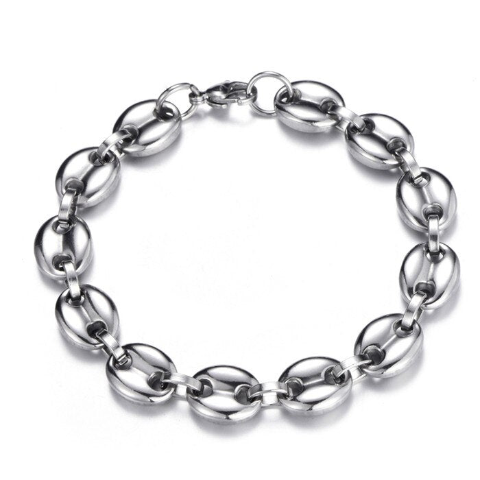 Men's Stainless Steel Lobster Clasp Geometric Rock Bracelet