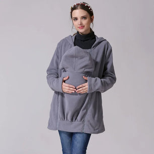 Women's Polyester Long Sleeve Solid Pattern Hooded Maternity Dress