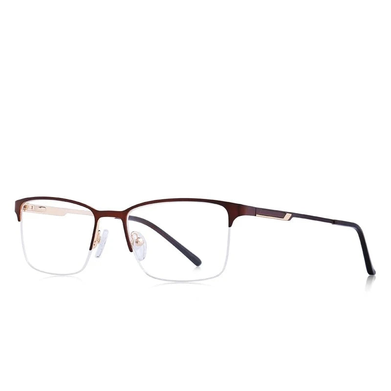 Men's Titanium Alloy Frame Half-Rim Square Shaped Trendy Glasses