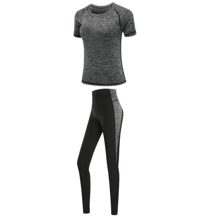 Women's Spandex Short Sleeves Running Fitness Sports Yoga Set