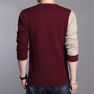 Men's O-Neck Polyester Long Sleeves Mixed Colors Pullover Sweater