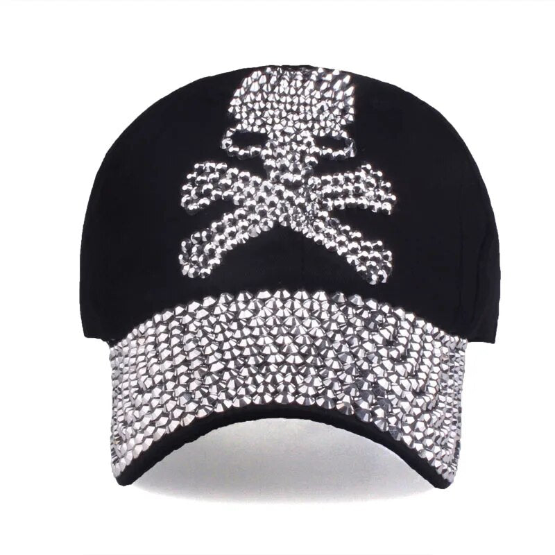 Women's Cotton Adjustable Strap Rhinestone Casual Baseball Caps