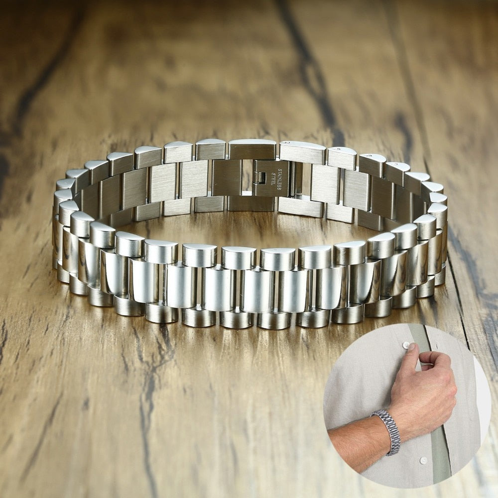 Men's Stainless Steel Hook Clasp Elegant Round Chain Bracelet