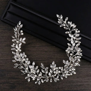 Women's Zinc Alloy Leaf Shaped Tiaras Trendy Bridal Wedding Crown