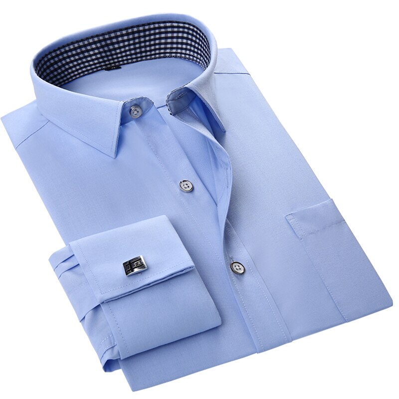 Men's Cotton Turn-Down Collar Single Breasted Formal Wear Shirt