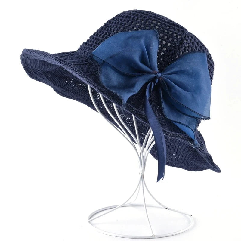 Women's Polyester Solid Pattern Sun Protection Formal Beach Hat