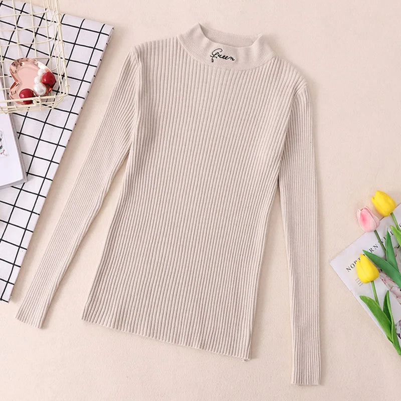 Women's Acrylic Turtleneck Full Sleeves Solid Pattern Sweater