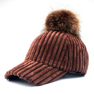 Women's Faux Fur Solid Pattern Casual Wear Winter Baseball Hat