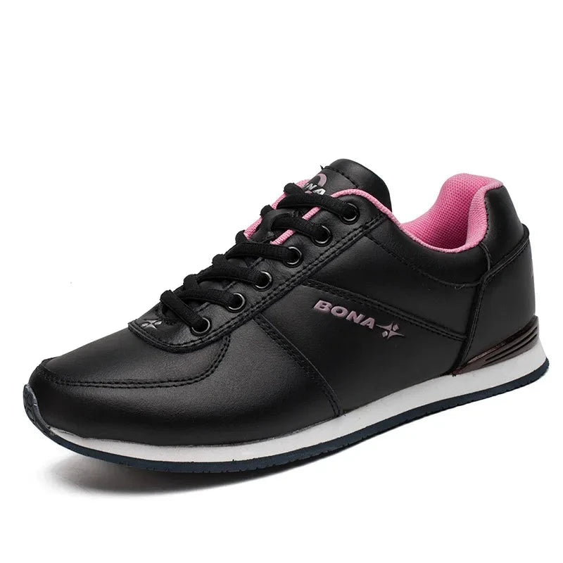 Women's Cotton Round Toe Lace-Up Closure Sports Wear Sneakers