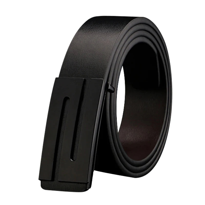 Men's Split Leather Buckle Closure Plain Pattern Trendy Belts