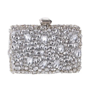 Women's Polyester Hasp Closure Rhinestone Pattern Evening Clutch