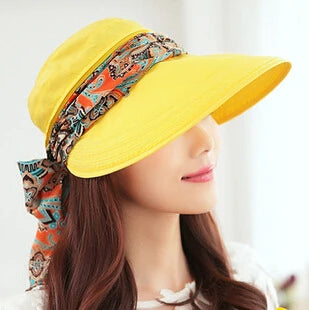 Women's Rayon Adjustable Strap Printed Pattern Sun Protection Hat