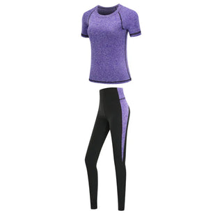 Women's Spandex O-Neck Short Sleeves Breathable Yoga Workout Set