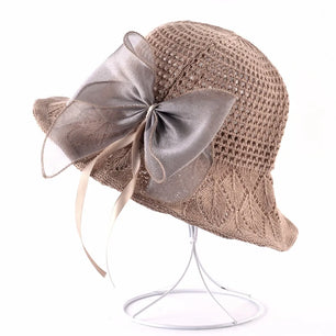 Women's Polyester Solid Pattern Sun Protection Formal Beach Hat