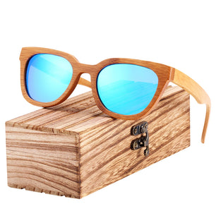 Women's Bamboo Frame TAC Lens Square Shape Trendy Sunglasses