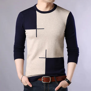 Men's O-Neck Polyester Long Sleeves Mixed Colors Pullover Sweater