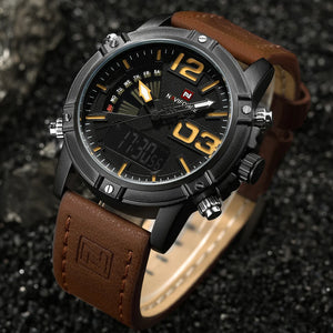 Men's Stainless Steel Buckle Clasp Round Shaped Quartz Watches