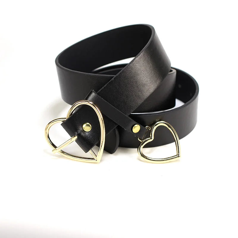 Women's 100% PU Buckle Closure Heart Pattern Trendy Waist Belts