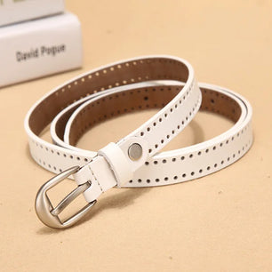 Women's Cowskin Pin Buckle Closure Patchwork Trendy Straps Belts