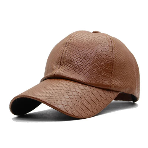 Men's PU Leather Adjustable Strap Baseball Snapback Cap