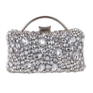 Women's Polyester Hasp Closure Rhinestone Pattern Evening Clutch