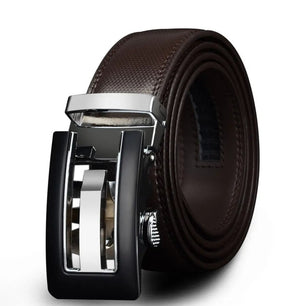 Men's Cowskin Automatic Buckle Closure Plain Pattern Strap Belts