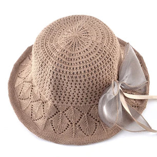 Women's Polyester Solid Pattern Sun Protection Formal Beach Hat