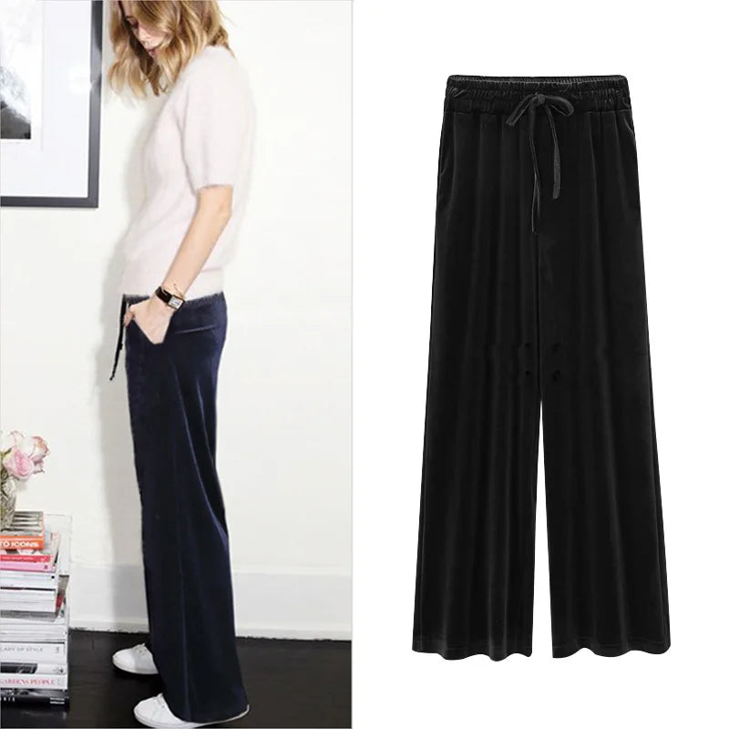 Women's Polyester High Elastic Waist Closure Casual Denim Trousers