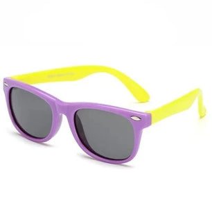 Kid's Acetate Frame Polycarbonate Lens Square Shaped Sunglasses