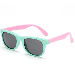 Kid's Acetate Frame Polycarbonate Lens Square Shaped Sunglasses