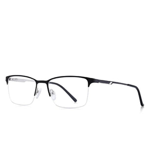 Men's Titanium Alloy Frame Half-Rim Square Shaped Trendy Glasses